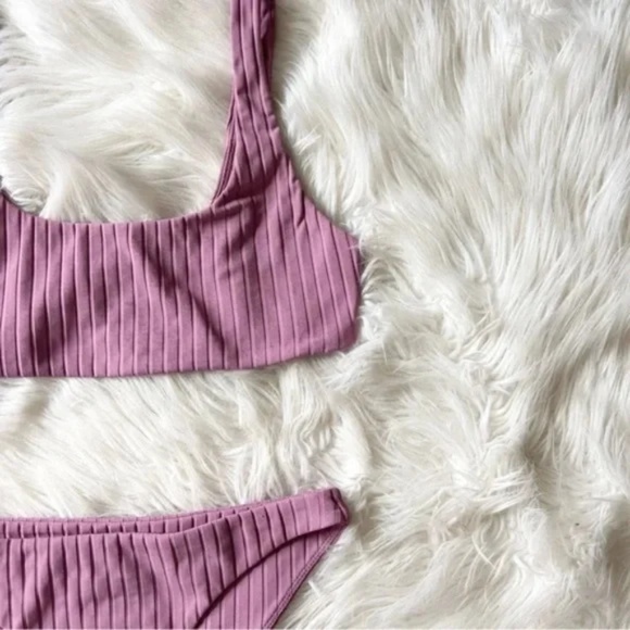 Mikoh Mauve Ribbed Scoop Bikini Set - Picture 2 of 5